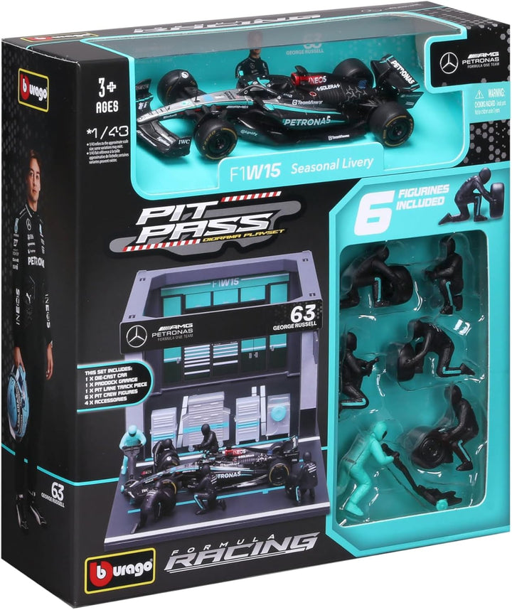1:43 F1 Mercedes Amg W15 2024 Pit Pass Diorama Russell