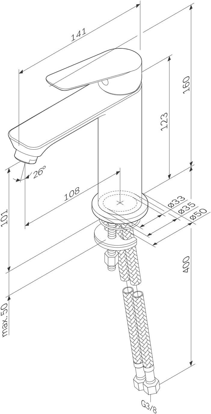 FTA02800 Hit Einhebel-Waschtischarmatur EcoStart (Chrom, Standard)