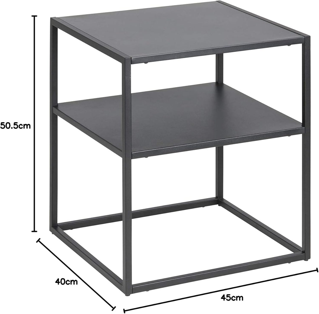 AC Design Furniture Nino Nachttisch mit Ablage, B: 45 x H: 50,5 x T: 40 cm, Schwarz, Metall, 1 Stk,