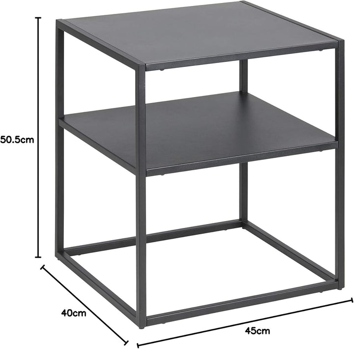 AC Design Furniture Nino Nachttisch mit Ablage, B: 45 x H: 50,5 x T: 40 cm, Schwarz, Metall, 1 Stk,