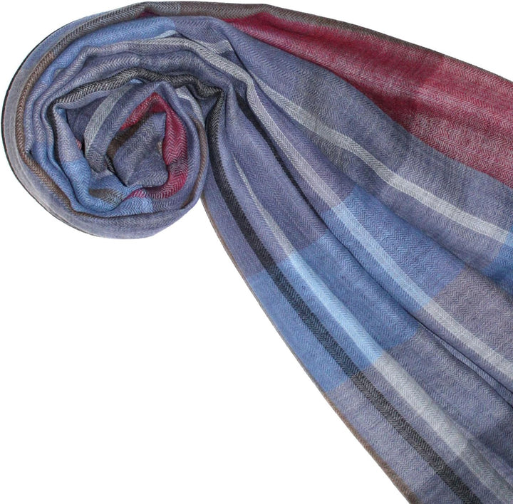 Lorenzo Cana Herren Schal Schaltuch 50% Kaschmir 50% Wolle Tuch Herrenschal Herrentuch Blau Weiss Ro