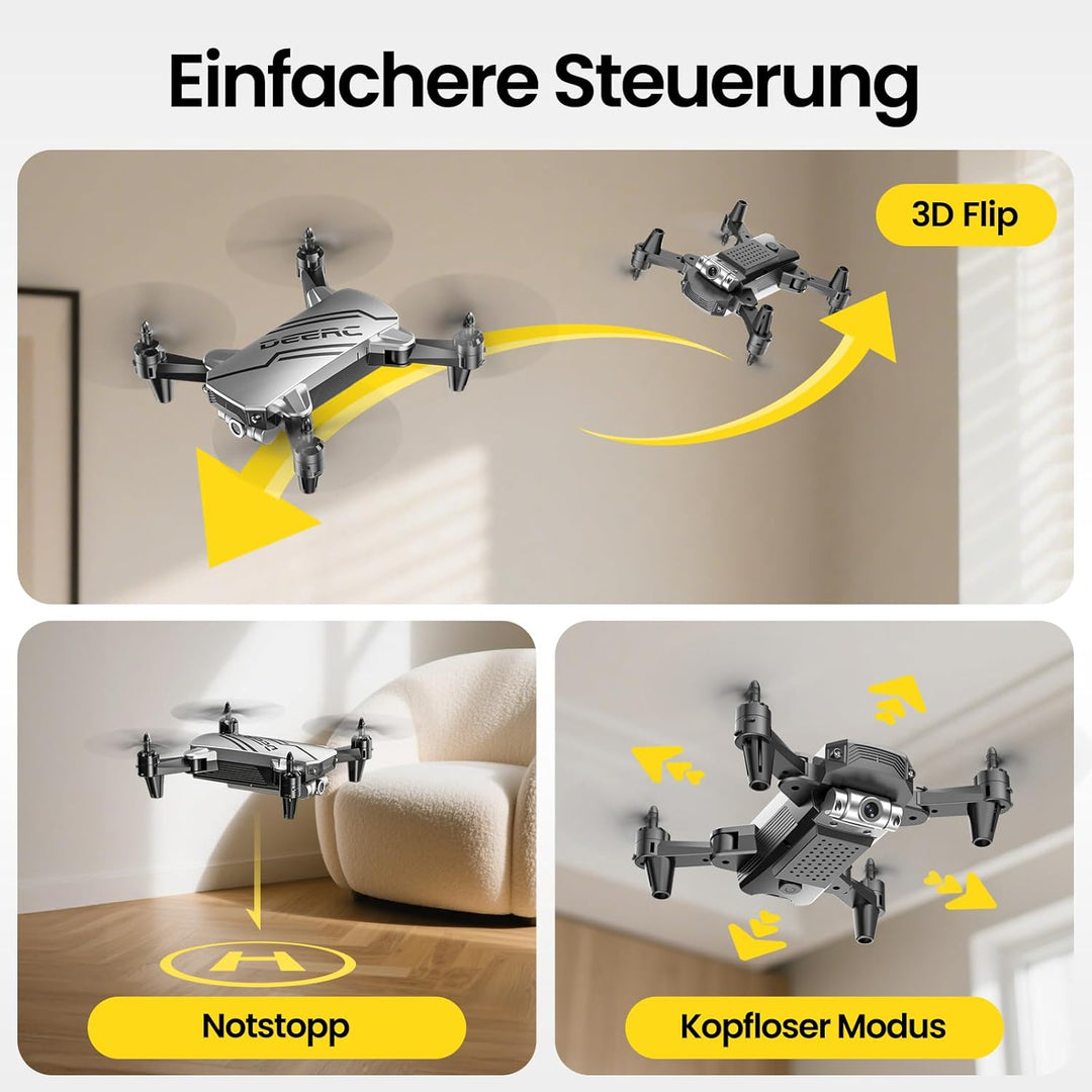 DEERC D20 Mini Drohne für Kinder mit 1080P Kamera, faltbarer RC Quadcopter mit FPV Live-Übertragung,