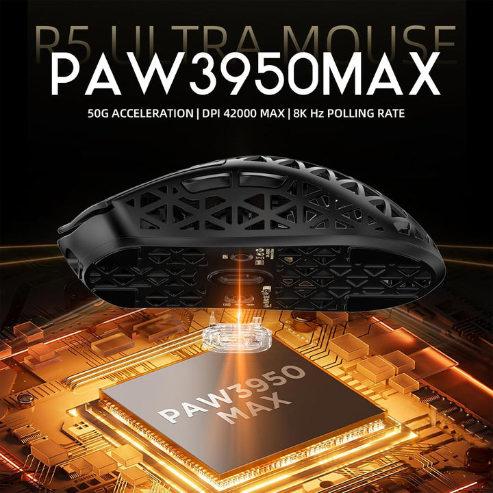 ATTACK SHARK R5 Ultra Carbonfaser Gaming-Maus, 39g Superlight, 8000Hz Kabellose Mouse, 42000 DPI, PA