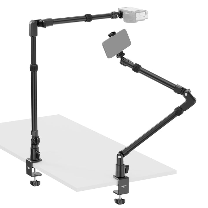 NEEWER 45.5" Overhead Camera Desk Stand, Aluminum 4 Section Magic Mic Boom Arm with C Clamp Mount Ho