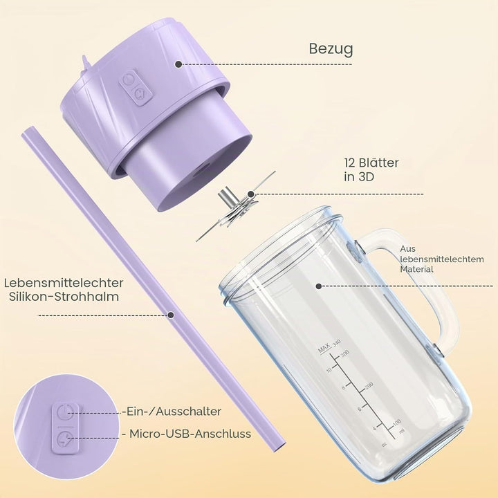 Mixer Smoothie Maker, Smoothie Mixer Klein, Mini Tragbarer Blender, Tragbarer Mixers USB, Smoothie-M