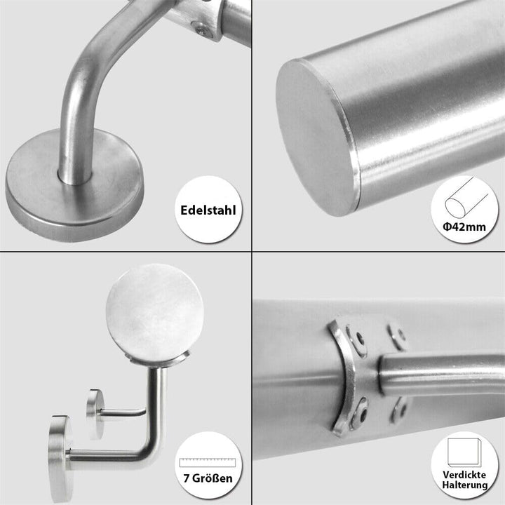 CAVATINY Edelstahl Handlauf Geländer für Treppen Brüstung Balkon - Wandhandlauf Wandhalterung - Inne