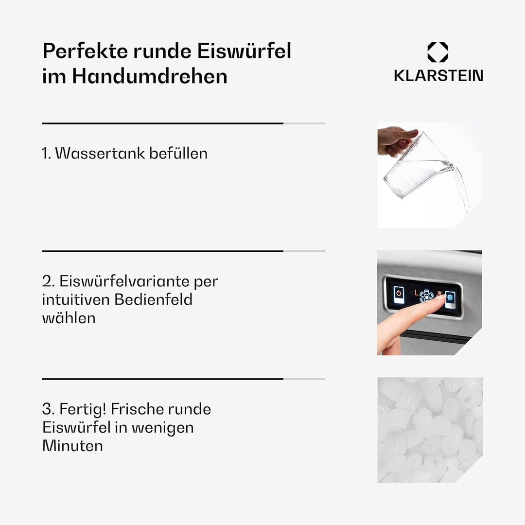 Klarstein Metropolitan - Eiswürfelbereiter, Eiswürfelmaschine, digitales Display, 12 kg Eiswürfel in