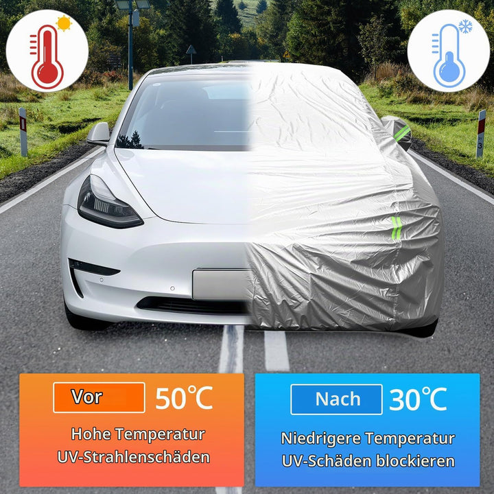 QWORK® Autoabdeckung, 470x180x150cm Aussen- Anti-Kratz-, UV-Schutz &amp; wasserdichte Fahrzeugabdeckung,