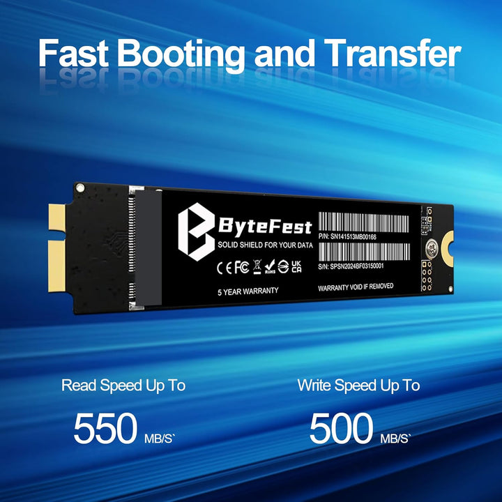 ByteFest SSD 256GB für MAC, Interne Festplatte, 3D NAND Kompatibel mit Apple MacBook Air 2010-2011 A