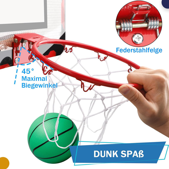 Mini Basketballkorb Basketball Reifen für Kinder Erwachsene, über Tür Basketball Reifen mit 3 Gummib
