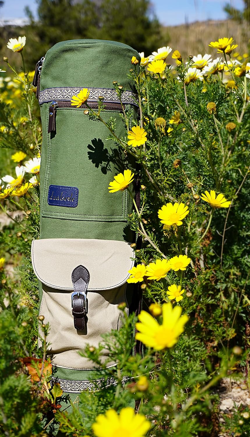 Eco Yogatasche für Matte gross 70 cm aus Baumwolle/Leinen praktisch mit grossen Taschen und Tragegur