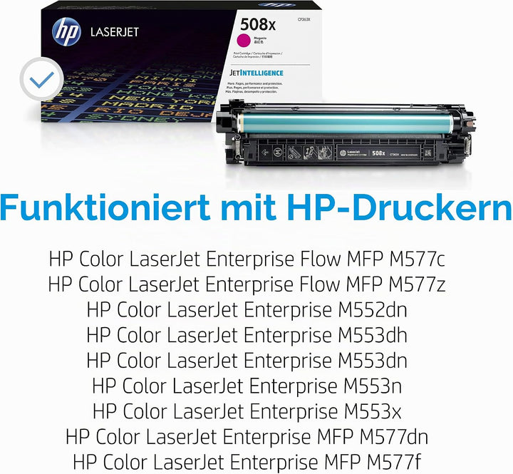 HP 508X (CF363X) Rot Original Toner mit hoher Reichweite für HP Color Laserjet Enterprise M552dn, M5