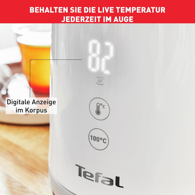 Tefal KO6931 Sense Wasserkocher | 1,5 Liter Kapazität | Digitalanzeige | 5 Temperaturstufen | 360°-S