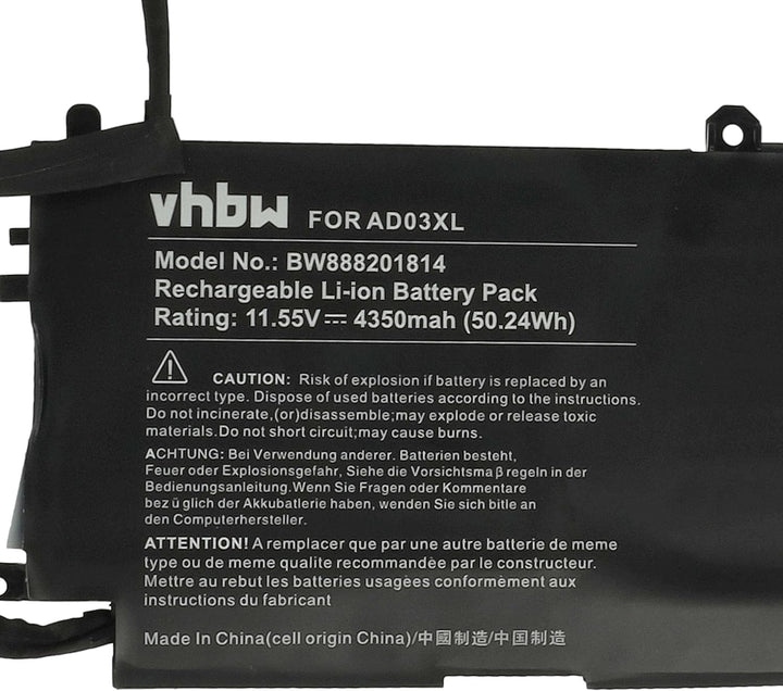 vhbw Akku kompatibel mit HP Envy 13-AD018UR, 13-AD019TX, 13-AD019UR, 13-AD020TX, 13-AD020UR Notebook