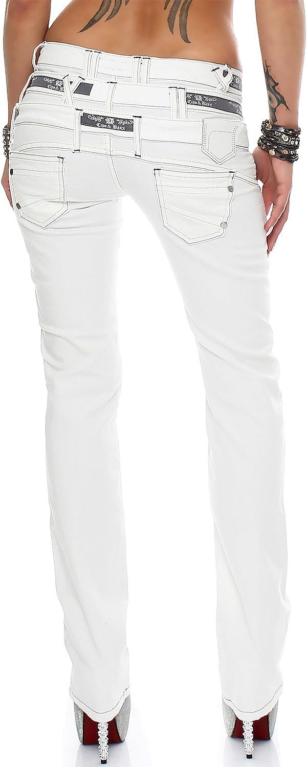 Cipo &amp; Baxx Damen Jeans mit verzierten Gesässtaschen Stilvolle Passformen für jeden Anlass Komfort D