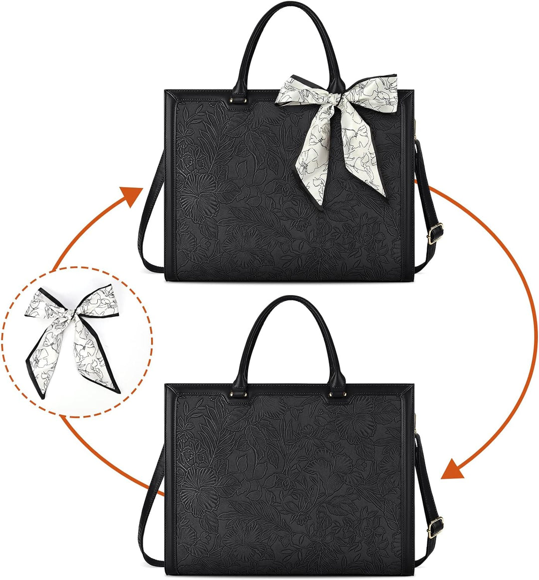 NUBILY Handtasche Damen Shopper Grosse Schwarz Leder Umhängetasche Elegant Gross Laptop Schultertasc