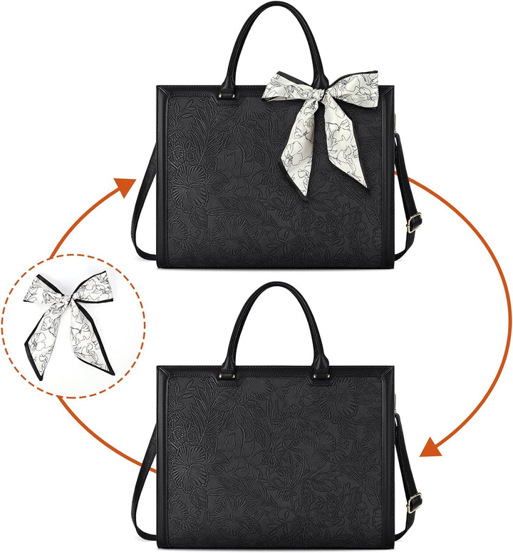 NUBILY Handtasche Damen Shopper Grosse Schwarz Leder Umhängetasche Elegant Gross Laptop Schultertasc