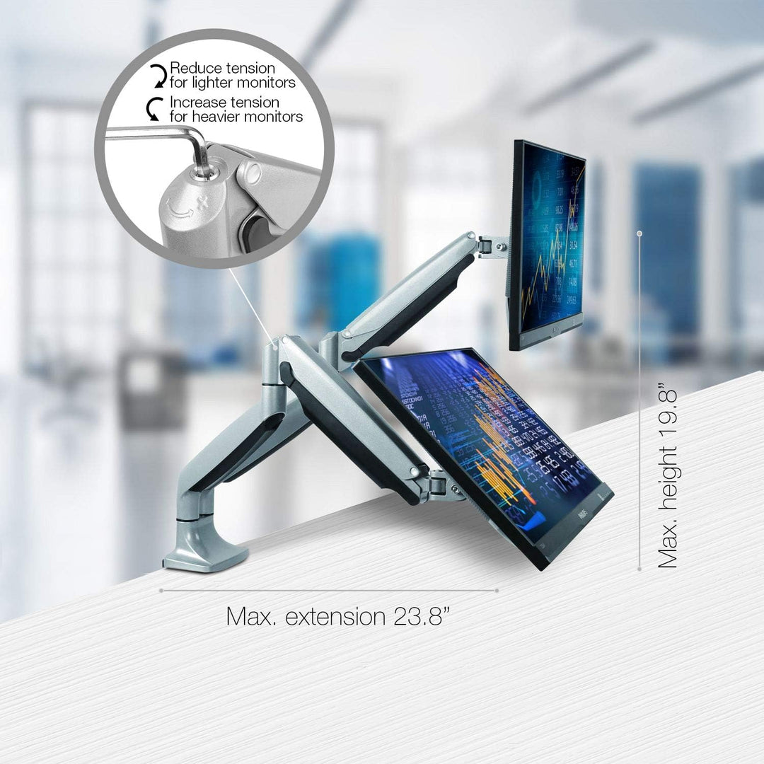 TechOrbits Dual-Monitorständer – Universal-Schreibtischhalterung für 13 bis 30 Zoll Computer-Bildsch