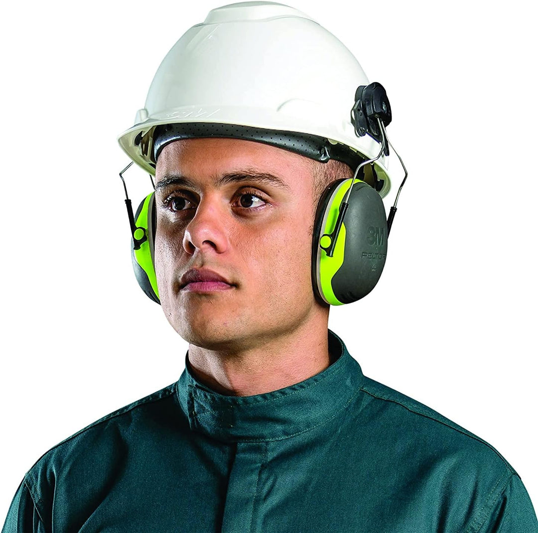 3M Peltor X4 Kapselgehörschutz X4P3E, Helmbefestigung - SNR 32 dB, grün-schwarz Neongrün Kapselgehör