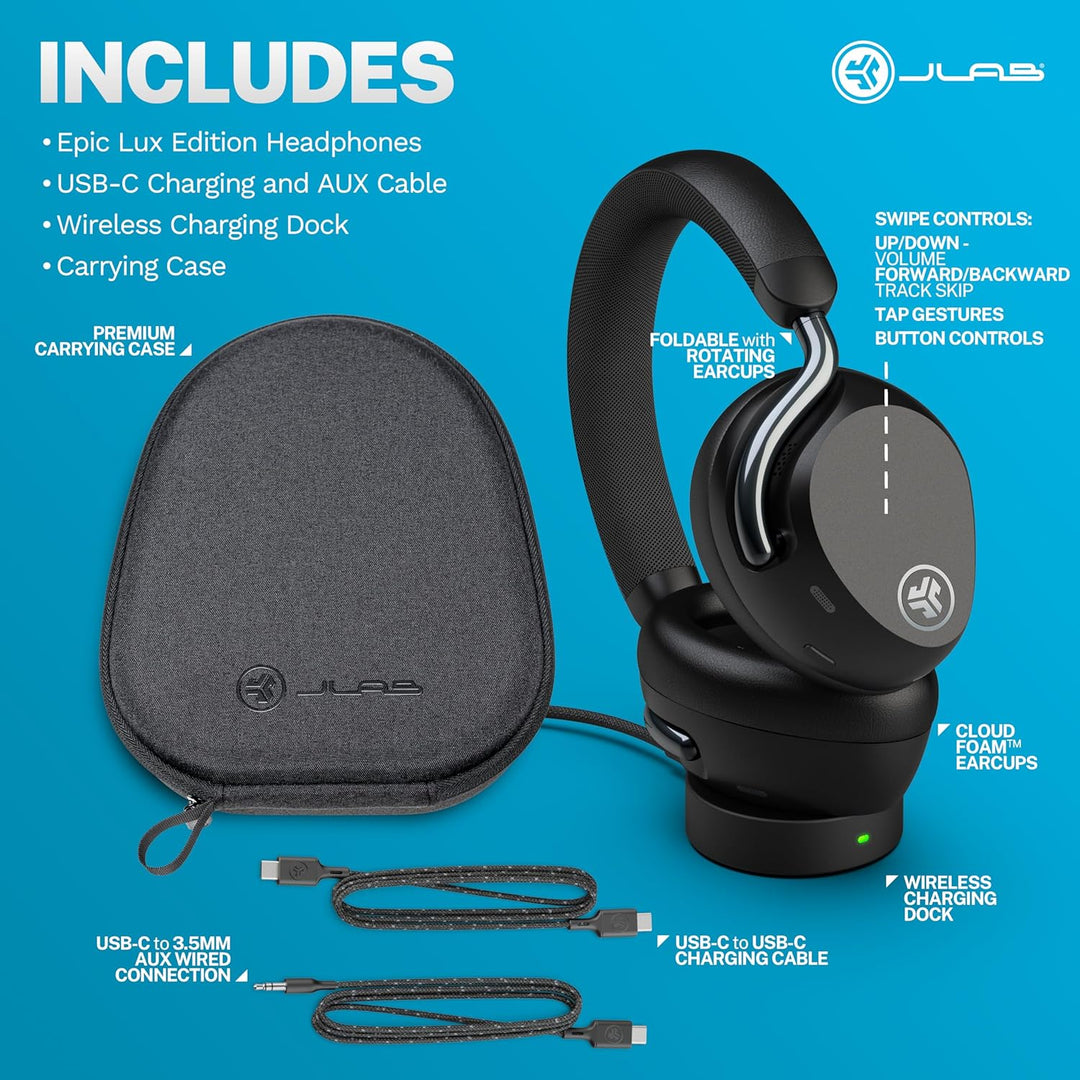 JLab Epic Lux Lab Edition Adaptive Noise Cancelling Kopfhörer - Bluetooth Kopfhörer Over Ear kabello