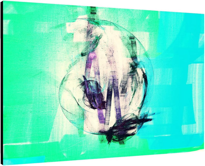 Paul Sinus Art 60x80cm Abstrakt037_Leinwandbild Abstrakte Kunst Mint türkis Purple Kunstdruck auf Le