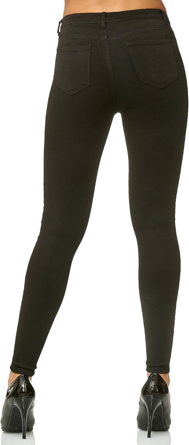 Elara Damen Slim Fit Hose Highwaist Jeans Chunkyrayan 34 Slim Schwarz, 34 Slim Schwarz