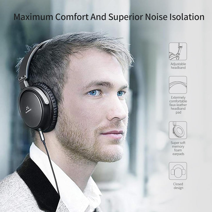 SoundMAGIC Vento P55 Wired On-Ear Headphones, Powerful Bass, HiFi Stereo, Audiophile Headphones, Noi