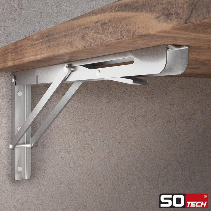1 Paar Schwerlast- Klappkonsolen echt Edelstahl (300 x 175 mm) Tragkraft bis 150 kg, für die Wand-Mo