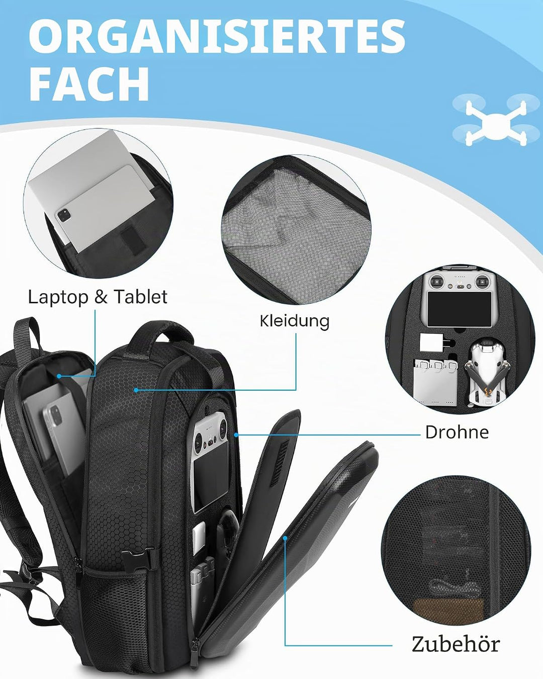 DJI Mini 4 Pro Case Waterproof Hard Carrying Case Travel Drone Bag Backpack For Fly More Combo Acces