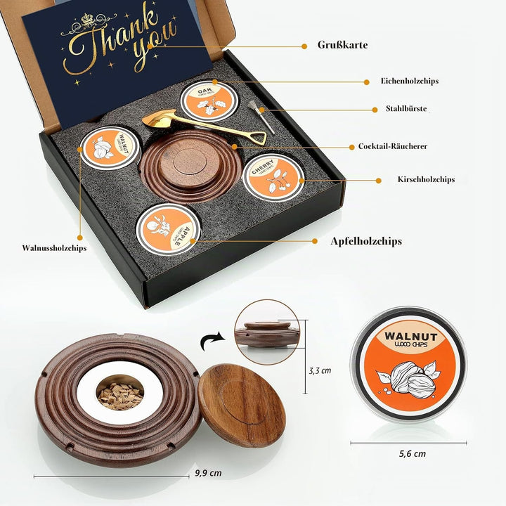 Cocktail Smoker Kit, Cocktail-Räucherset mit 4 Holzchips, Vatertagsgeschenk, Old Fashioned Whiskey S