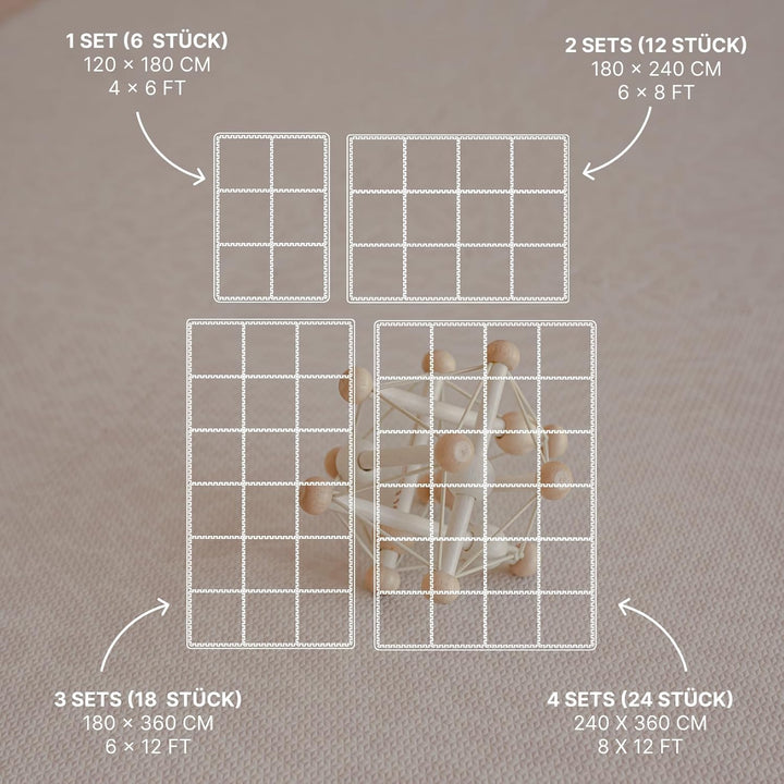 Toddlekind Puzzlematte Kinder, 6-Tlg. Inkl. Rand – Baby-Puzzlematten & Puzzle Bodenmatte, Ungiftige