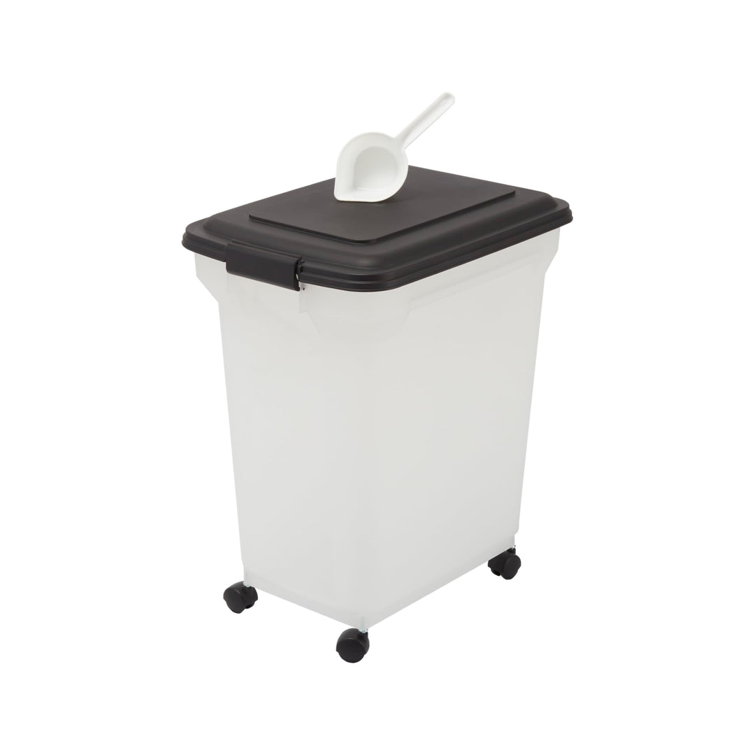Iris Ohyama Hundefutter Aufbewahrung mit Rollen, 45L/15kg, Schwarz, Luftdichte Futterbox, Trockenfut