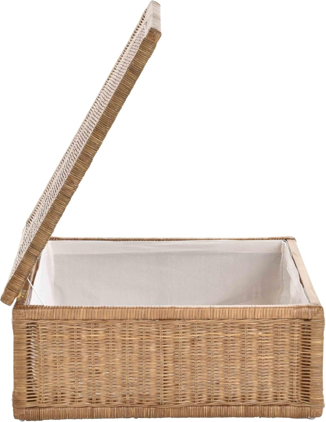Grosser Unterbett Schub aus Rattan 64x58x25cm / Unterbettkommode mit Deckel, Bett Kasten Korb Kleide