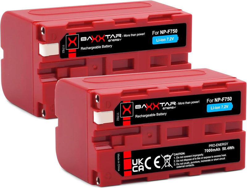 BAXXTAR PRO 2X Akku NP-F750 echte 5200mAh - LG Cells Inside - kompatibel mit Sony NP-F750 / NP-F550