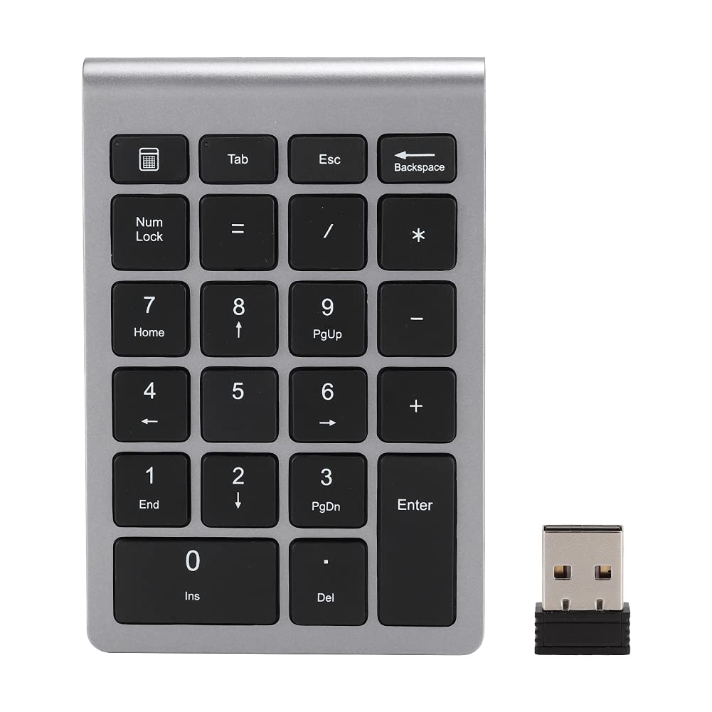 Goshyda Kabellose Nummernblöcke, 22 Tasten Tragbare USB 2.4G Bluetooth Nummerntastatur mit Empfänger