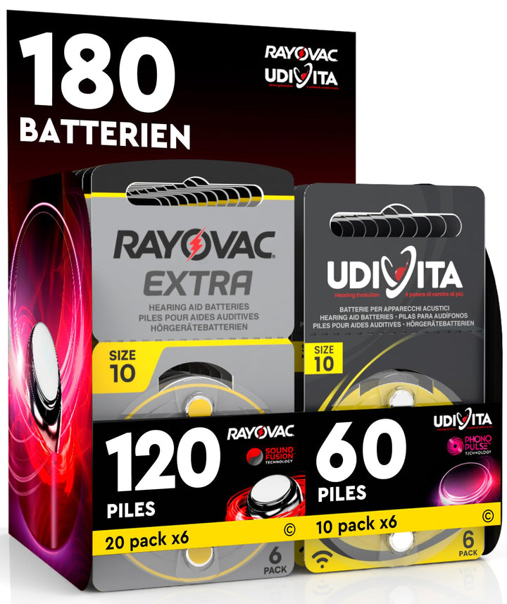 Rayovac Extra Advanced 10. 120 Batterien: 120 Rayovac + 60 Lebensdauer