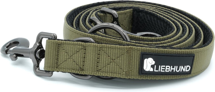 ComfortLine mit Mesh Gewebe 2m, 2,5cm Hundeleine verstellbar in olivgrün für mittelgrosse bis grosse