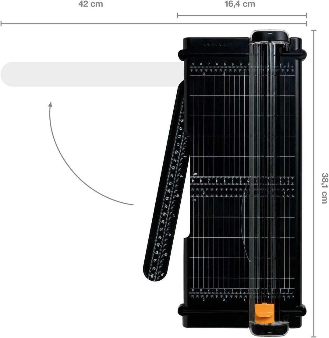 Fiskars Recycelte Papierschneidemaschine, A4, Mit titaniumbeschichteter Edelstahl-Klinge, Umweltfreu