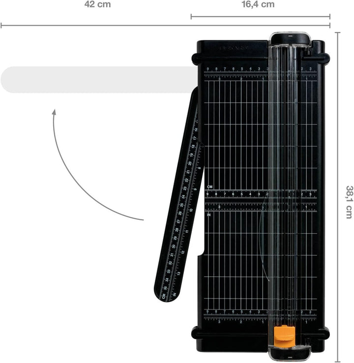Fiskars Recycelte Papierschneidemaschine, A4, Mit titaniumbeschichteter Edelstahl-Klinge, Umweltfreu
