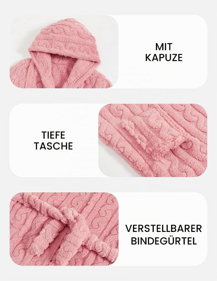 JiAmy Mädchen Bademantel Kapuzen Fleece Warmes Weiches Kinder Badekleid Fuzzy Frottee-Robe 4-14 Jahr
