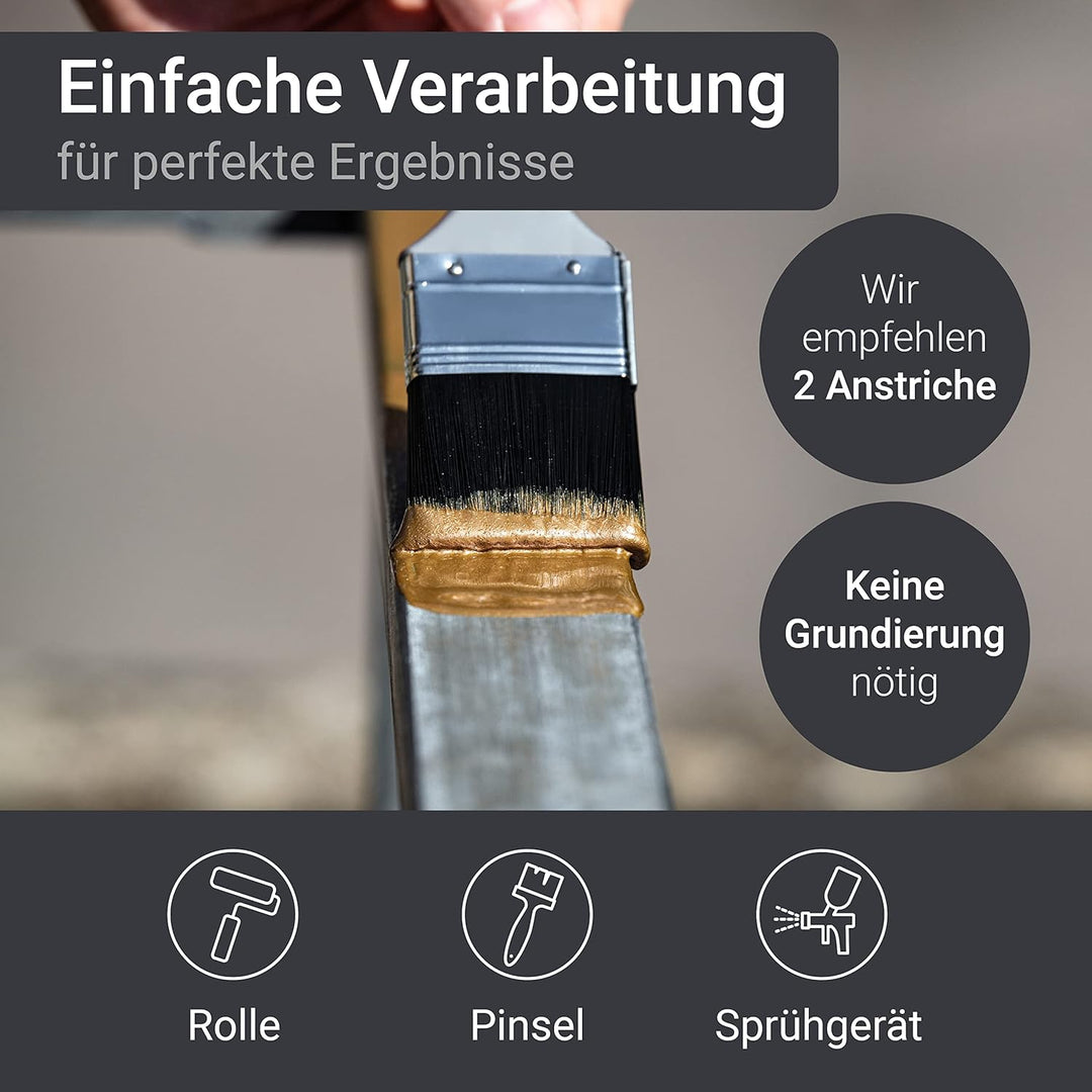 WO-WE Metallschutzlack 4in1 Metalllack Metallfarbe Metallschutzfarbe W908 Silber - 750ml Silber 750