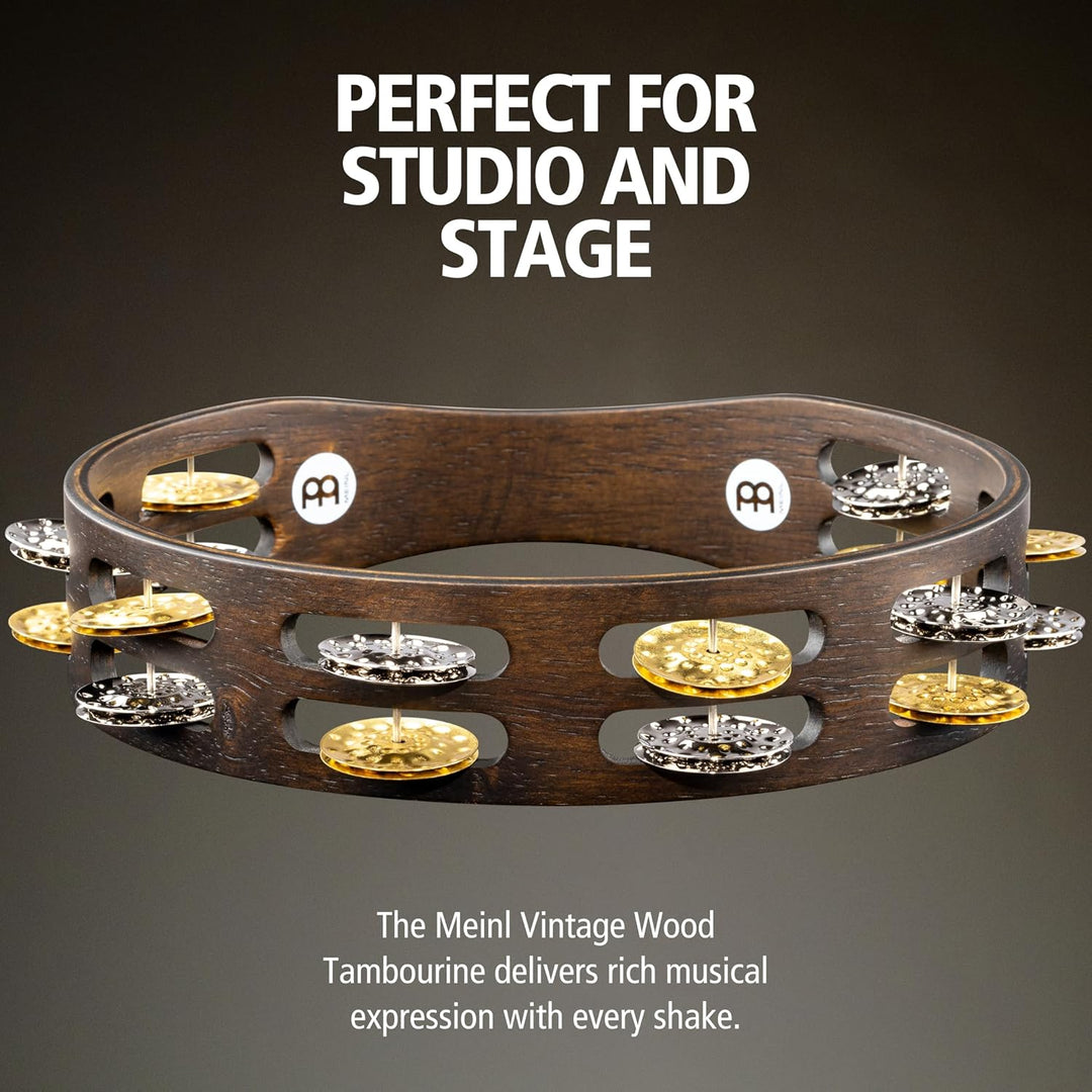MEINL Percussion Vintage Tambourine - 10" walnut brown 2 reihig (TA2VM-WB)
