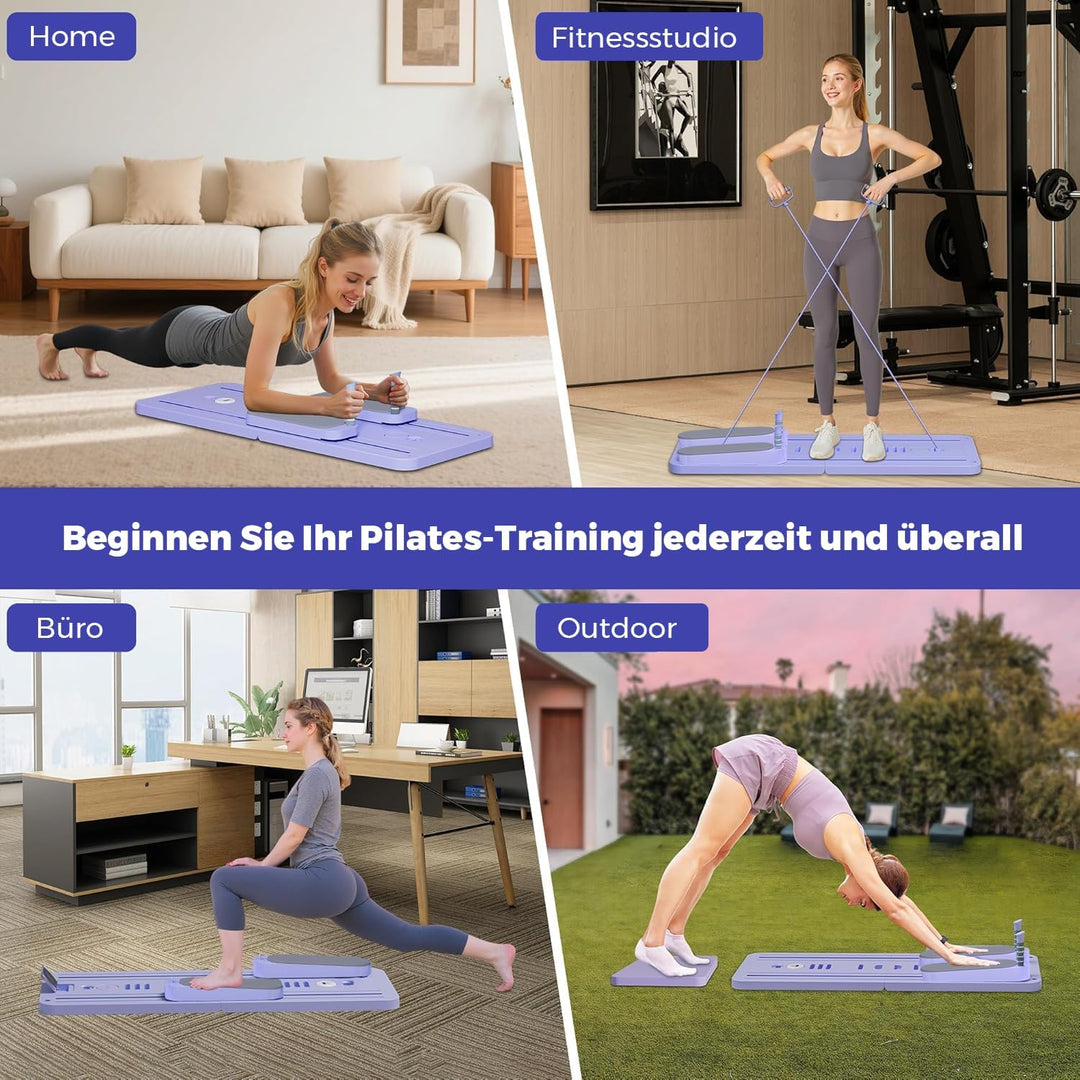 SPYLAVE Pilates Board Upgraded, 6-in-1 Faltbares Pilates Reformer Set für Zuhause, Multifunktionales