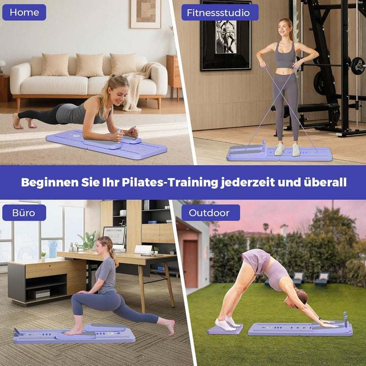 SPYLAVE Pilates Board Upgraded, 6-in-1 Faltbares Pilates Reformer Set für Zuhause, Multifunktionales