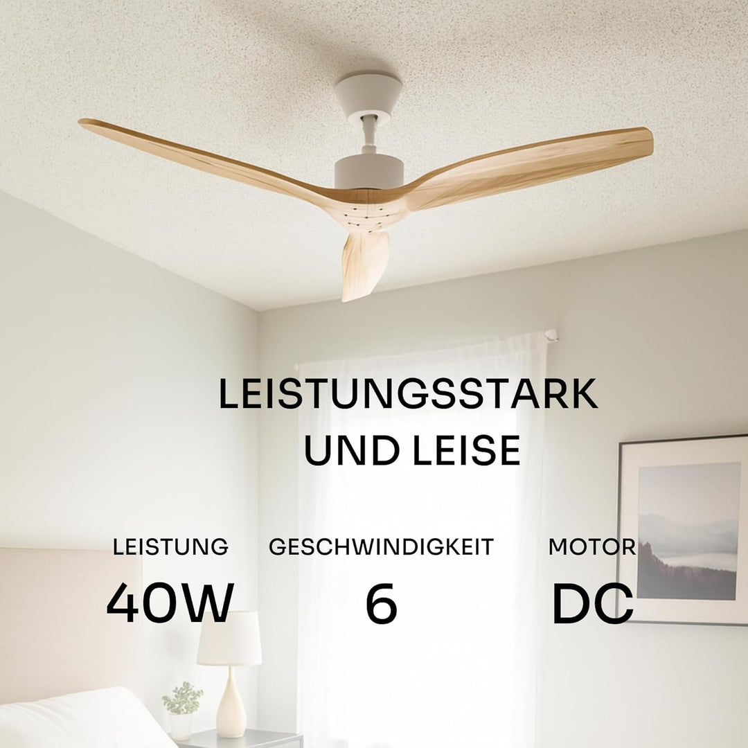 Mellerware - Deckenventilator mit Brizy-Fernbedienung! | 45 W | 6 Geschwindigkeitsstufen | extrem le