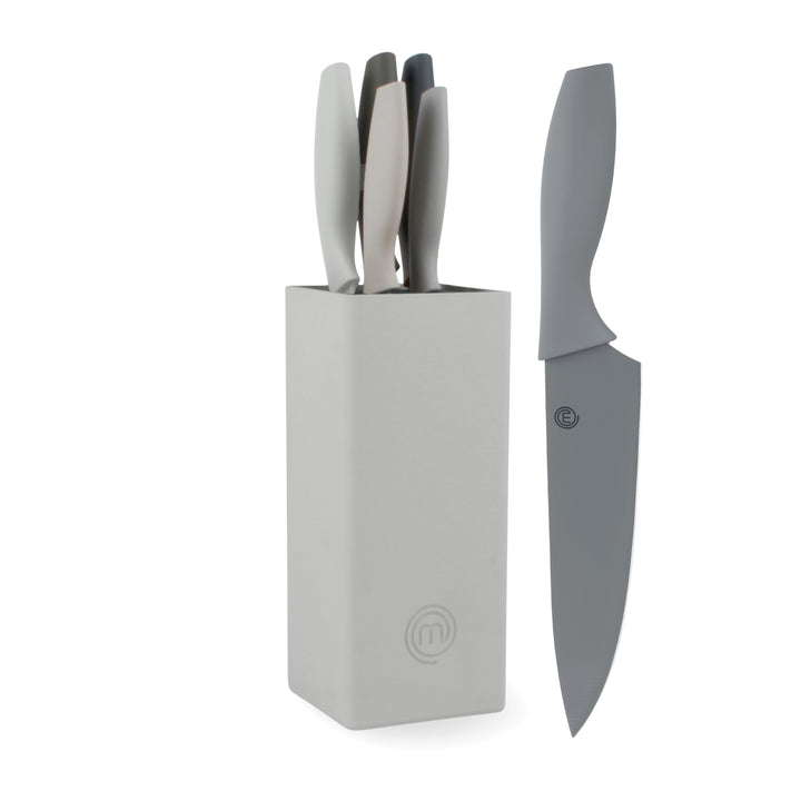 MasterChef Messerblock mit Messer, Kuchenmesser Set mit Santokumesser, Brotmesser, Kochmesser, Gemüs