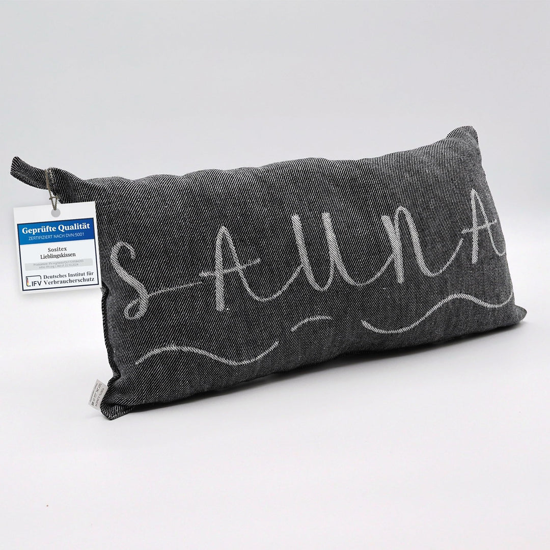 1 Premium Saunakissen Lieblingskissen Reisekissen | Design: BANGA | Masse: 45 x 22 cm, 100% Leinen H