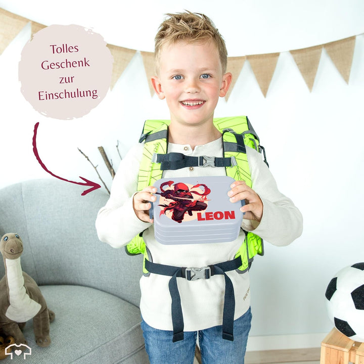 Kinder Bento Box Midi Lunchbox für Mepal Bentobox - Ninja mit Name personalisiert I Schulkind Gesche