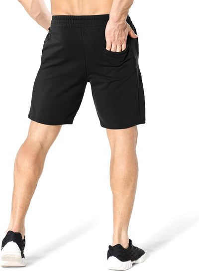 BROKIG Sport-Shorts für Herren, Krafttraining, Laufen, Baumwolle, mit Reissverschlusstaschen S Schwa