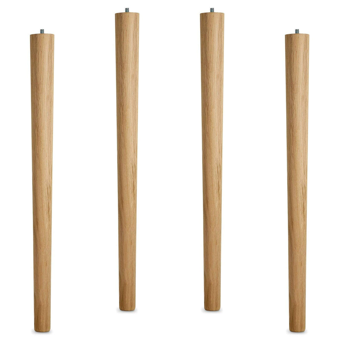 4er Set Tischbeine Eiche roh H 710 mm / Ø 60/40 mm mit Gewindestift M10 Ideal für Küchen & ESS-Tisch